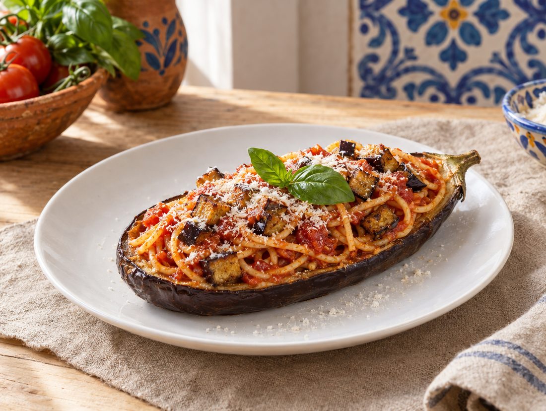 Melanzane ripiene di spaghetti alla Norma