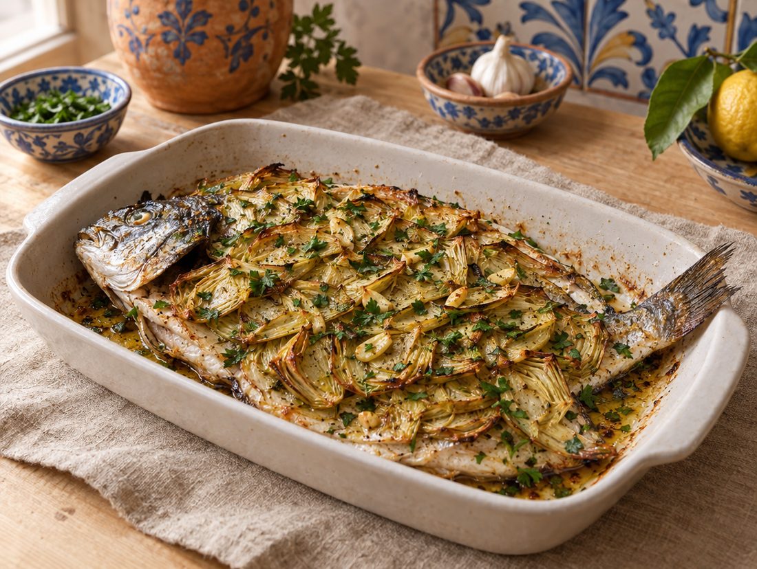 Orata in cappotto di carciofi