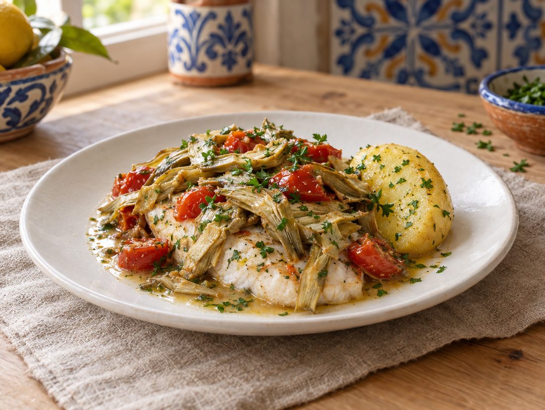 Pesce sciabola con carciofi al tegame