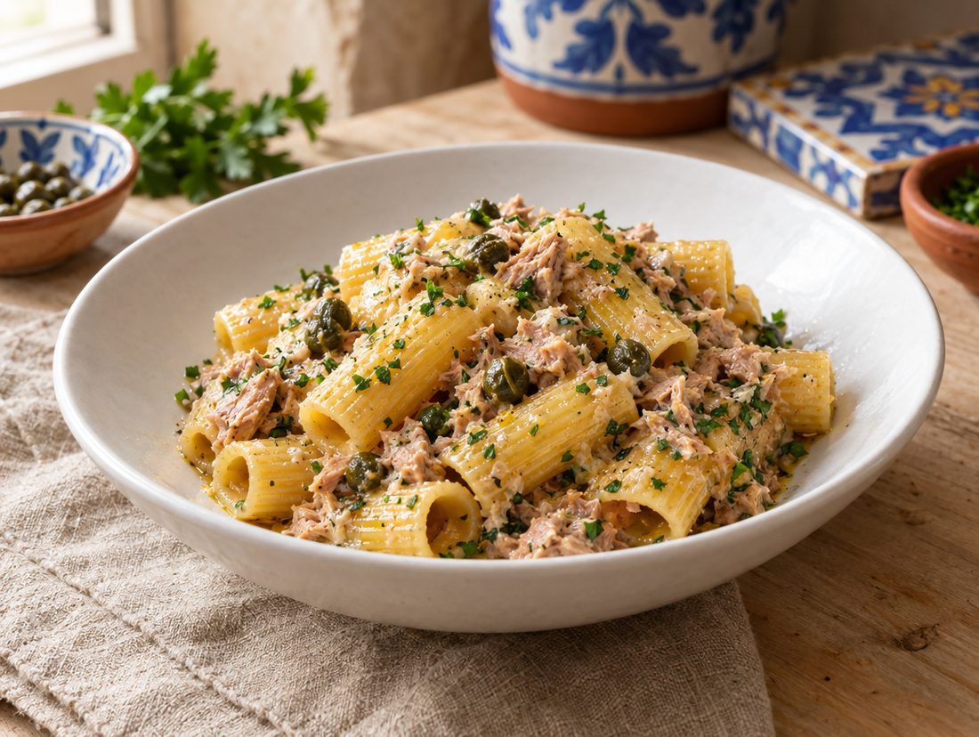 Rigatoni tonno e capperi