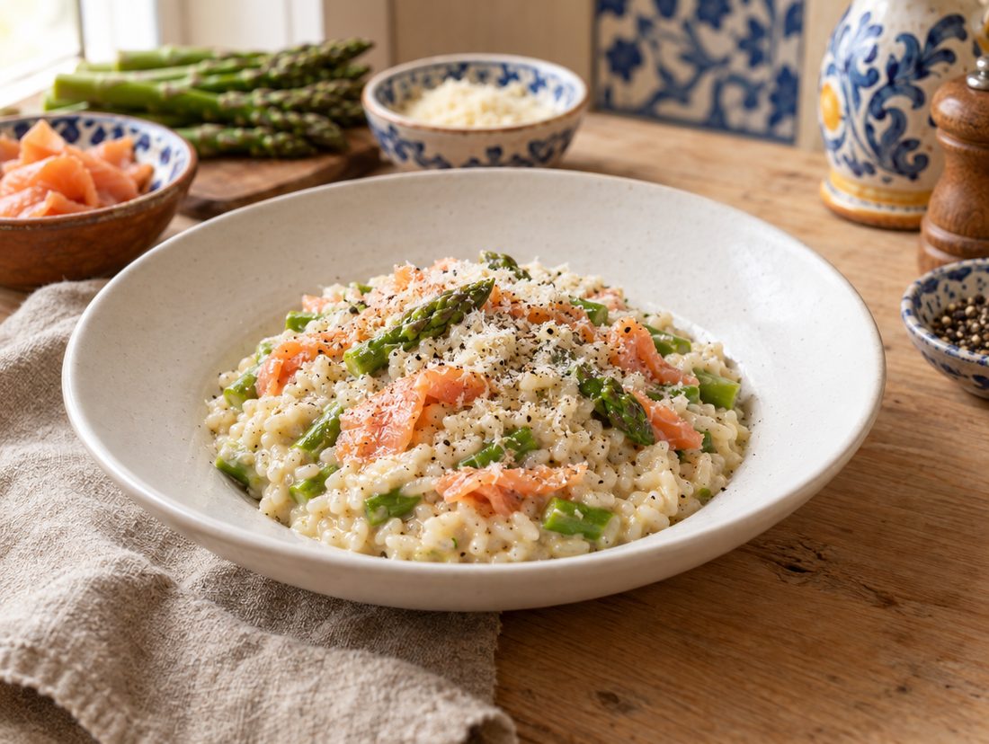 Risotto asparagi e salmone