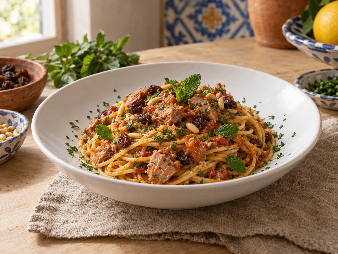 Spaghetti al ragù di tonno fresco