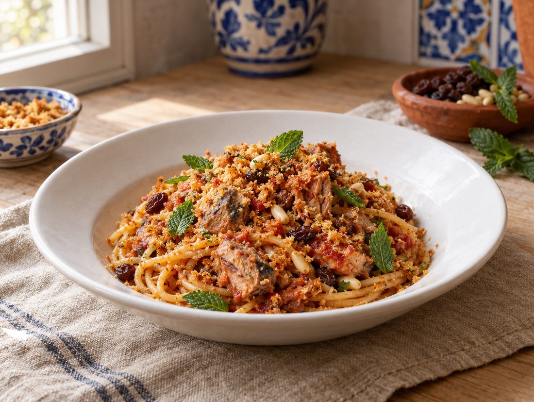 Spaghetti allo "stufatu" (ragù) di palamita